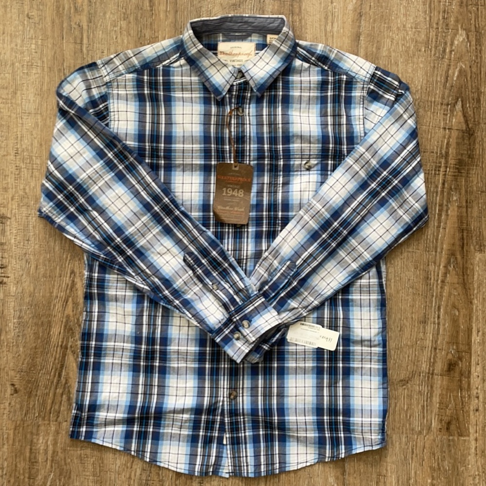 COPY - Weatherproof Blue Plaid Button Down Shirt Small